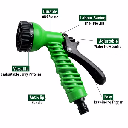 PLASTIC GARDEN HOSE NOZZLE WATER SPRAY GUN CONNECTOR TAP ADAPTER SET-2