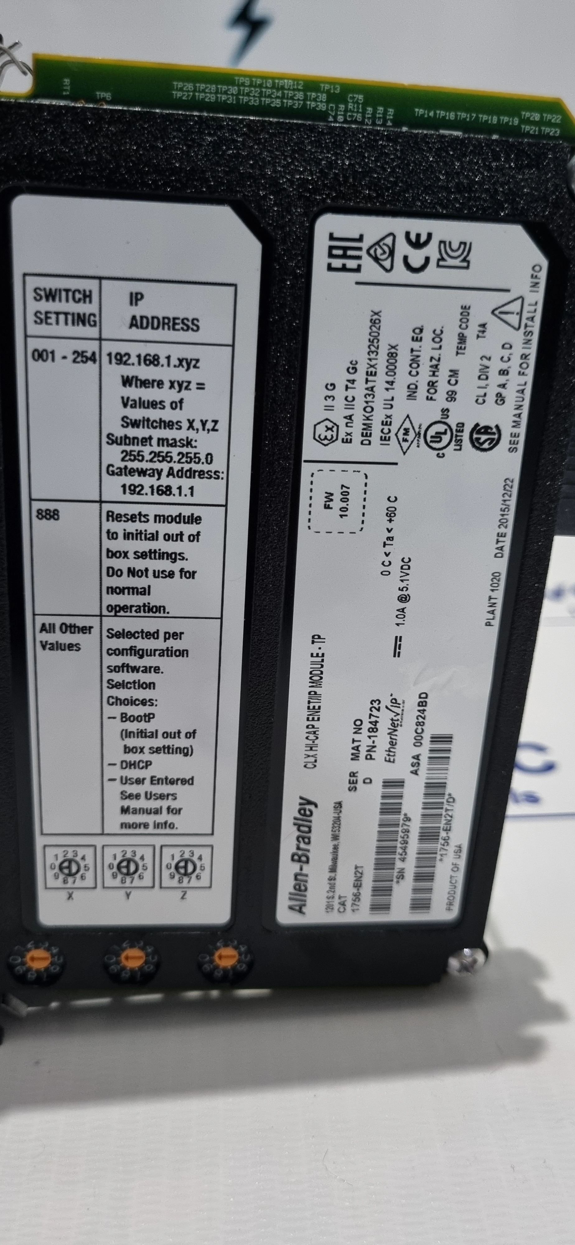 Allen Bradley 1756-EN2T / 1756EN2T / D ControlLogix EtherNet/IP 10/100 Bridge-9