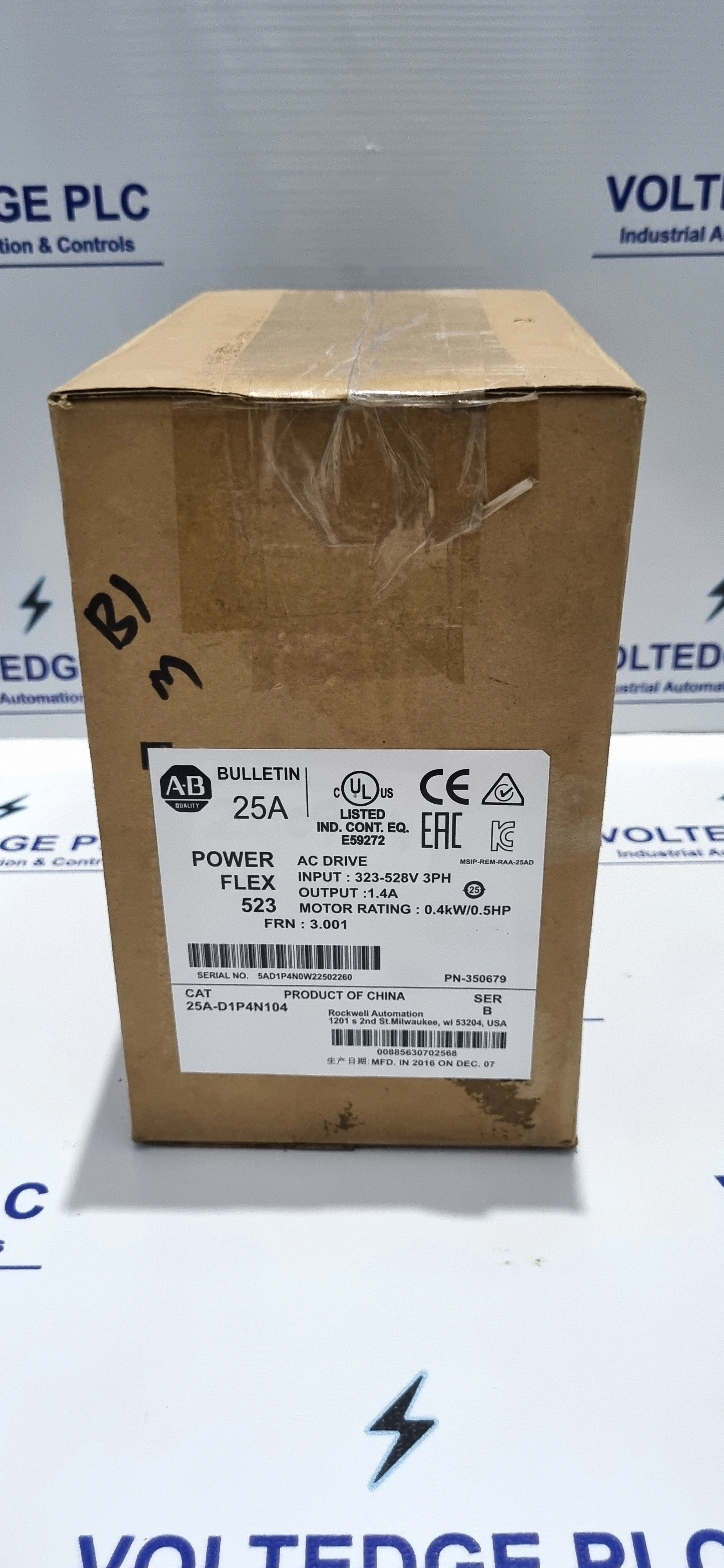 Allen Bradley 25A-D1P4N104 / PowerFlex B 3Phase 0.5HP AC Drive 0.4kW 25AD1P4N104-12641755