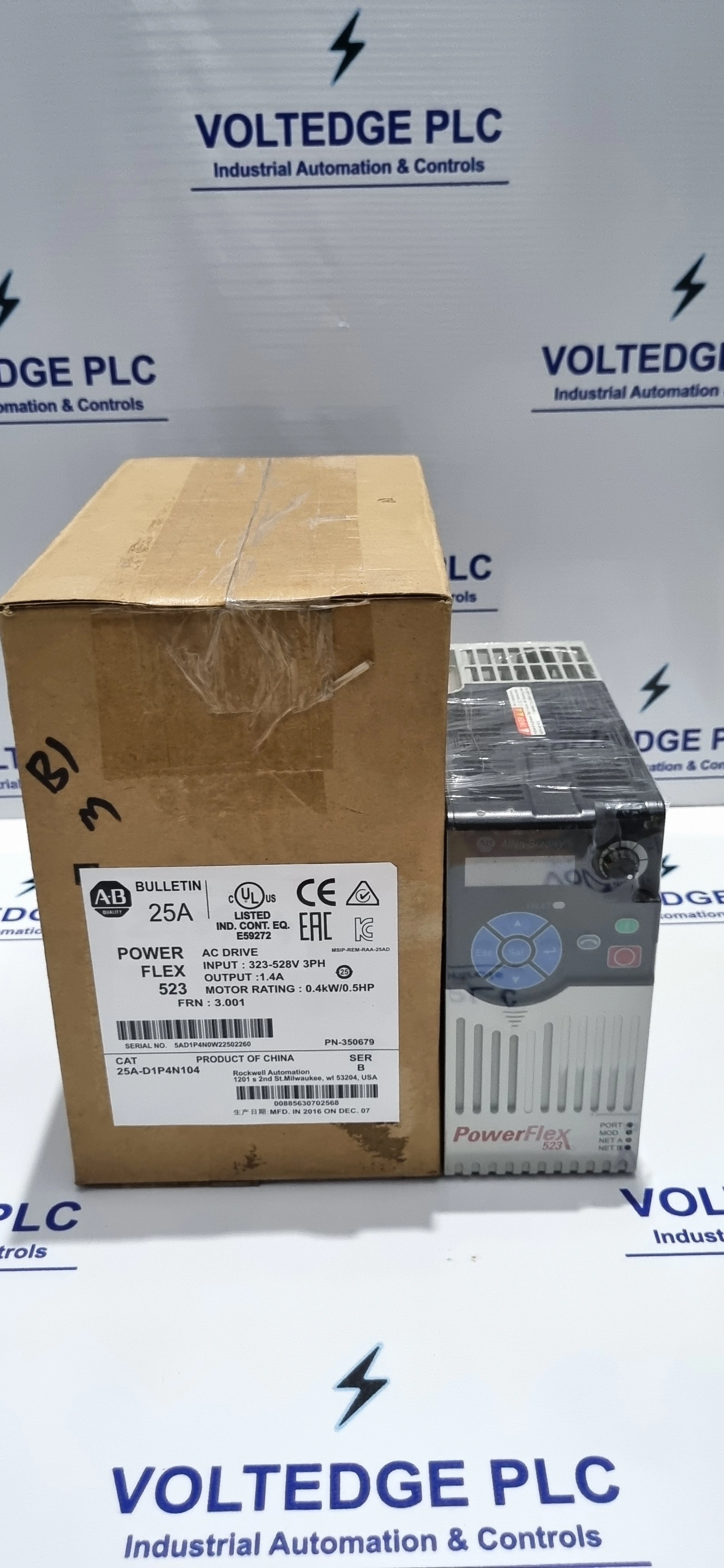 Allen Bradley 25A-D1P4N104 / PowerFlex B 3Phase 0.5HP AC Drive 0.4kW 25AD1P4N104-3