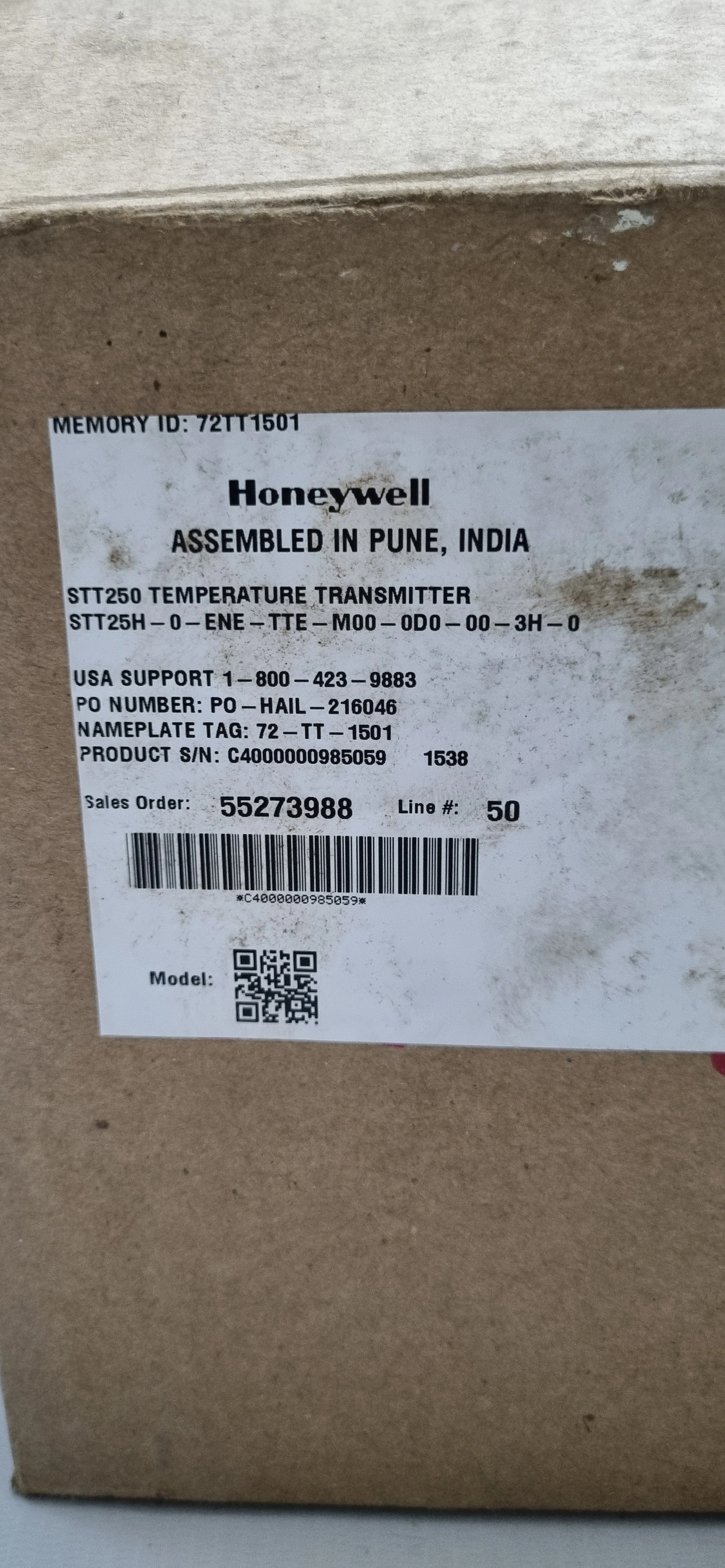 HONEYWELL STT250 TEMPERATURE TRANSMITTER STT25H-0-ENE-TTE-M00-0D0-00-3H-0-6