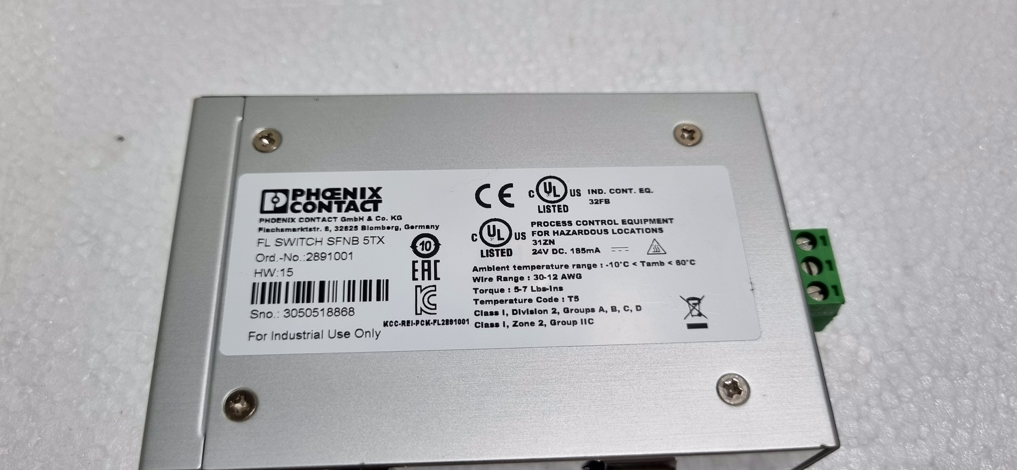 PHOENIX CONTACT 2891001 FL SWITCH SFNB 5TX INDUSTRIAL ETHERNET SWITCH image 5