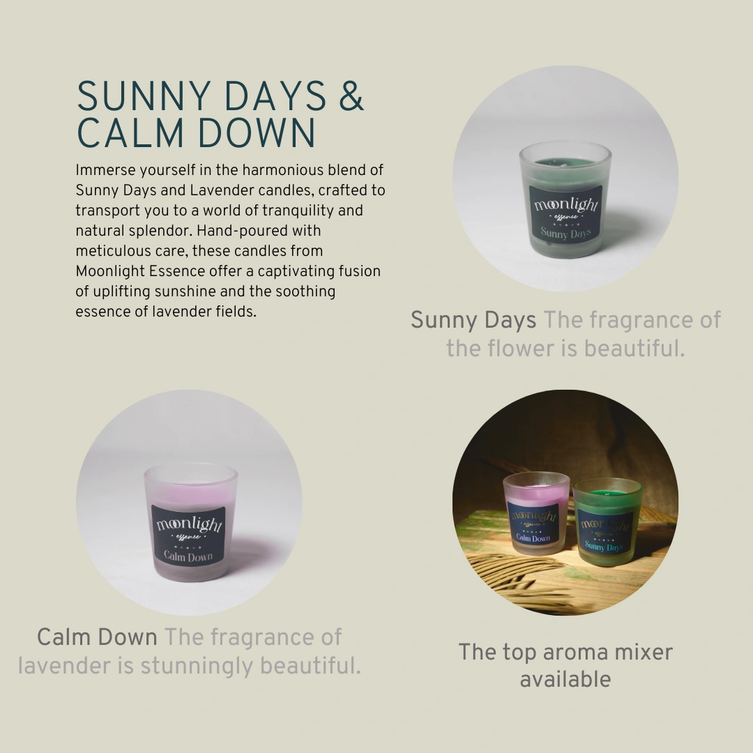 Moonlight Essence | Sunny Days and Calm Down | Beautiful candles | 20 hours each-3