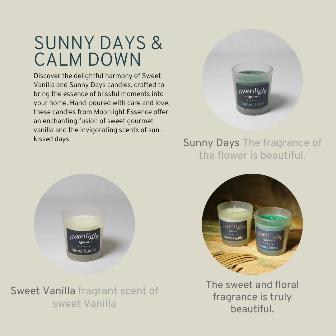 Moonlight Essence | Sweet Vanilla and Sunny Days | Beautiful candles | 20 hours each-3