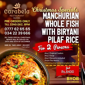 Manchuriyan Whole Fish with Biriyani Pilaf