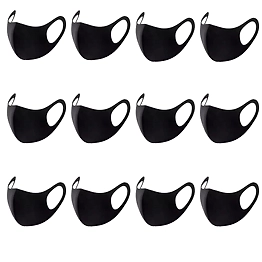 12 Pcs. Black Cloth Mask, Scuba Cotton Reuasble Anti Dust Pollution Masks Cloth Mask Cloth Mask