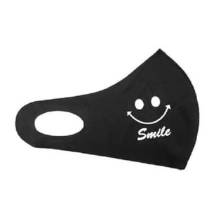 Smile Print Black Scuba Cotton Cloth Face Mask for men, women, boys, and girls, washable, reusable 12 Pcs