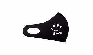 Smile Print Black Scuba Cotton Cloth Face Mask for men, women, boys, and girls, washable, reusable  12 Pcs