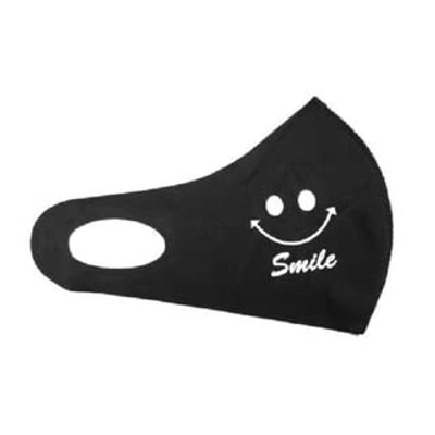 Smile Print Black Scuba Cotton Cloth Face Mask for men, women, boys, and girls, washable, reusable 12 Pcs