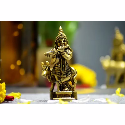 snovaz lord krishna with cow for home decor