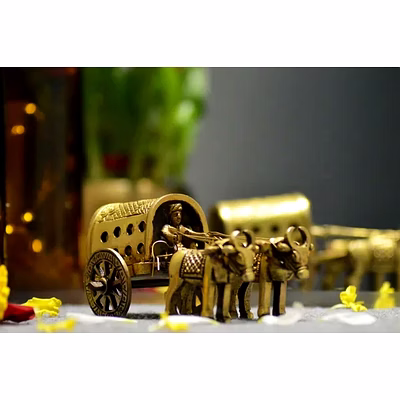 snovaz 2 bullock cart with hut for home decor