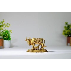 Kamdhenu Cow and Calf Brass Statue