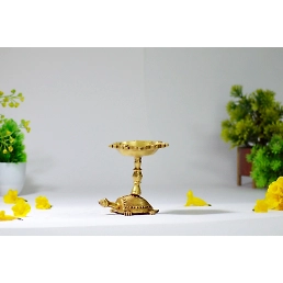 Brass Kuber Diya with Turtle Base