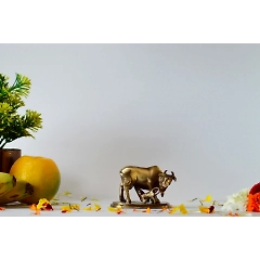 Brass Cow and Calf Idol Statue