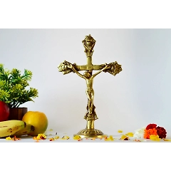 Brass Jesus Christ Cross Statue