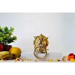 Brass Roaring Lion Face Doorf Knocker