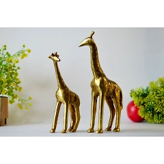 Brass Giraffe Pair Statue Idol