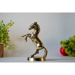 Brass Horse with Uplifted Legs Standing Horse Statue
