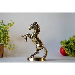 Brass Horse with Uplifted Legs Standing Horse Sculpture