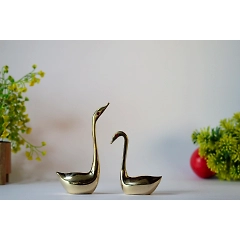 Brass Swan Pair Statue