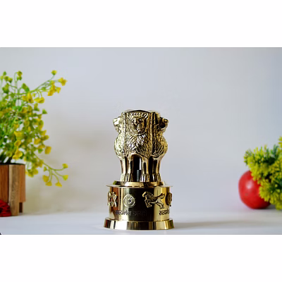 snovaz brass ashoka stambh pillar 4 indian lion faces idol statue table showpiece