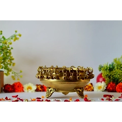 Brass Urli Bowl Round Shape Hangig Bells