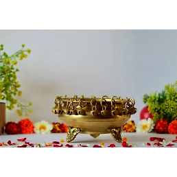 Brass Urli Bowl Round Shape Hangig Bells