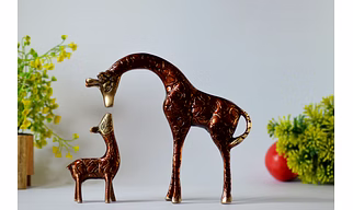 Brass Giraffe Statue in Pair Showpiece