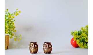 Brass Owl Decor with big eyes Showpiece