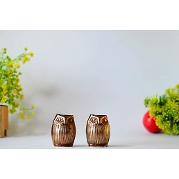 Brass Owl Decor with big eyes Showpiece
