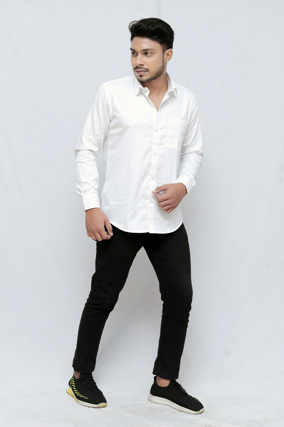 Vooz Men White Cotton Shirt-34-3