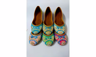 Punjabi Jutti hand embroidery with glass stones