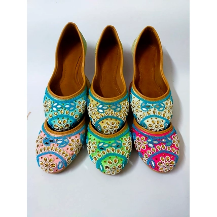 Punjabi Jutti hand embroidery with glass stones-12712147