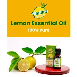 Vitalime Lemon Essential Oil For Skin|Hair and Body Therapeutic Grade |Perfect for Aromatherapy, Relaxation, Skin Therapy & More! 10ML