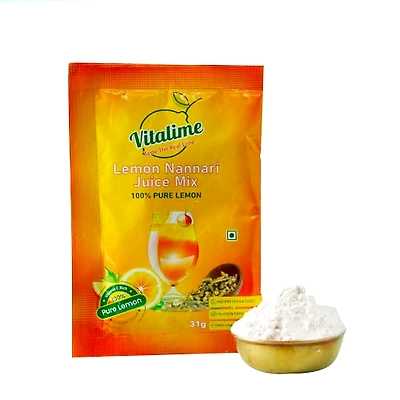 Vitalime Lemon Nannari Juice Mix|100% Natural |Pure and Natural coolant -31gram (Pack of 10)