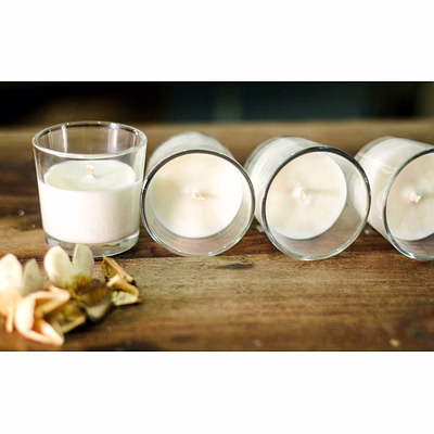 set of 4 unscented soy glass votives