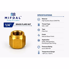 1/4" brass flare nut
