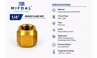 1/4" Brass Flare Nut