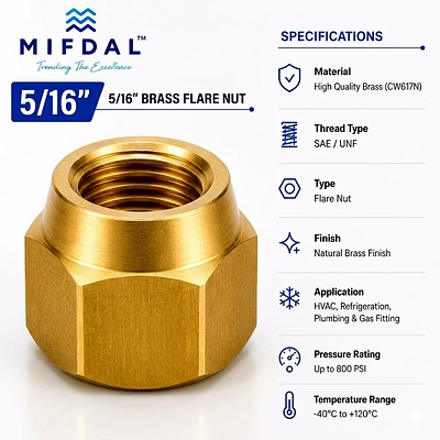 5/16" brass flare nut