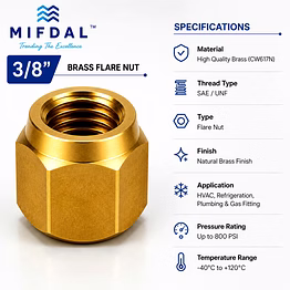 3/8" brass flare nut