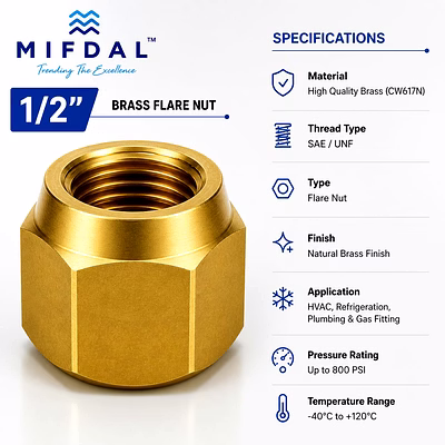 1/2" brass flare nut
