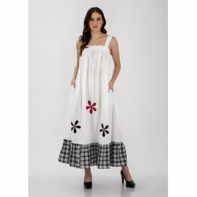 COTTON LONG DRESS WITH PATCHWORK