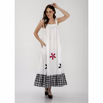 COTTON LONG DRESS WITH PATCHWORK-1