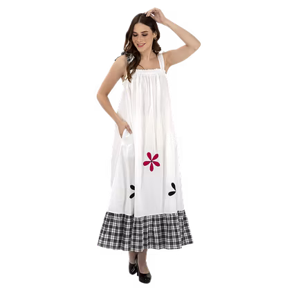 COTTON LONG DRESS WITH PATCHWORK-3