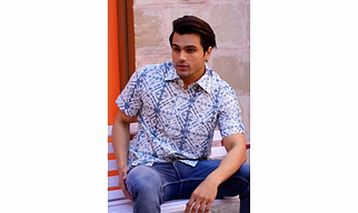 White color grey Tie n dye print cotton shirt half sleeves