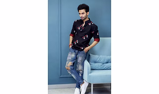 Black color Red flower cotton trendy short kurta for summers 3/4th sleeves casual party holiday ethnic wear