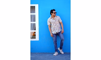 Cream color Warly print cotton shirt half sleeves