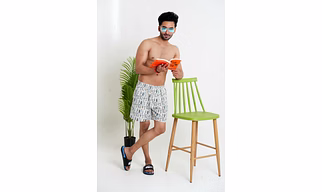 Off White Color Funky Fish print cotton Boxers shorts