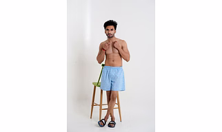Blue color Flower print cotton Boxers shorts