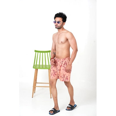 Onion color Bird Cage print cotton Boxers shorts